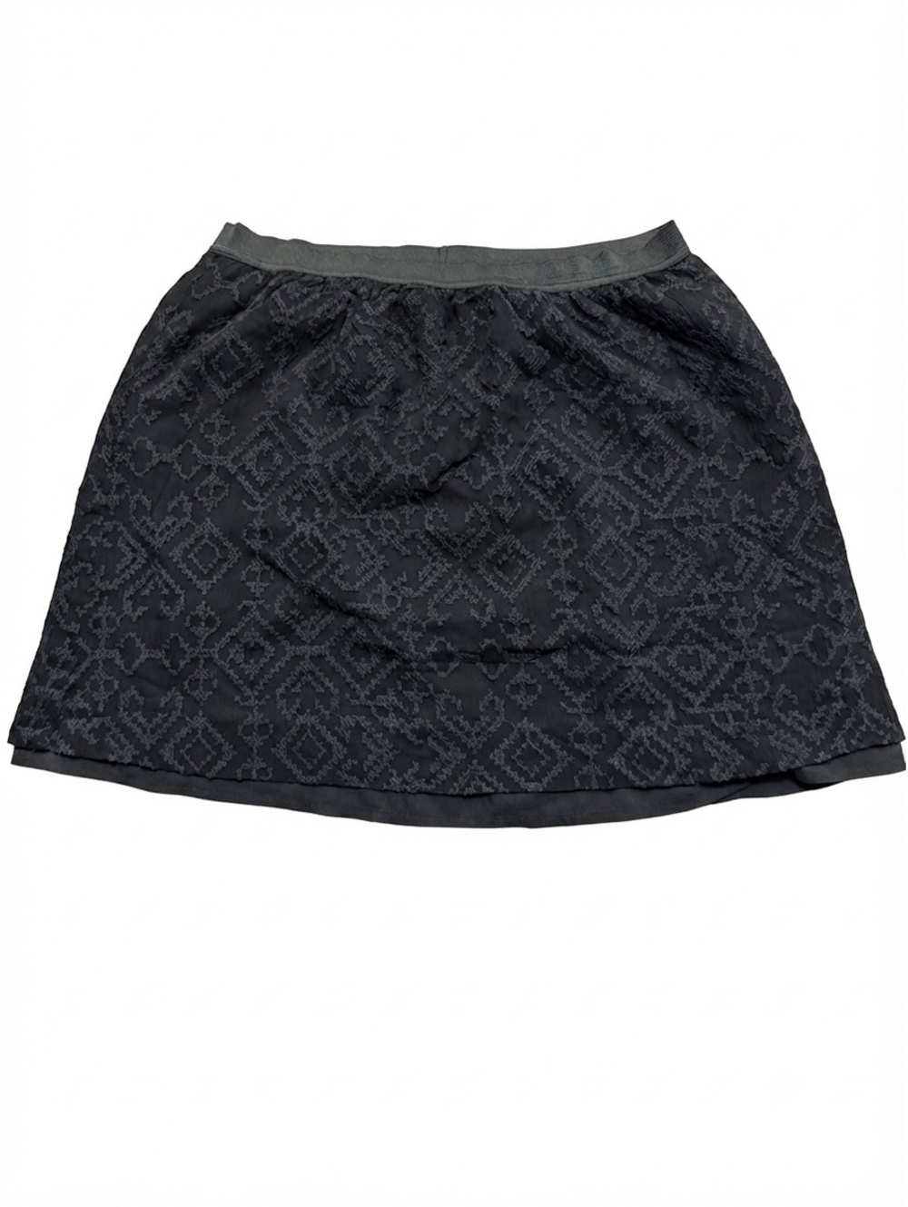 Madewell Black Embroidered Geometric Boho Pull-On Elastic Waist Mini Skirt XS
